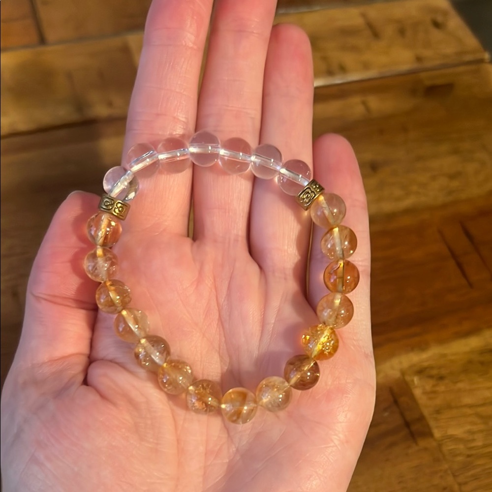 Citrine and clear quartz bracelet